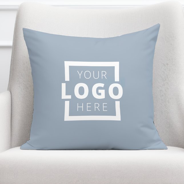 Custom Business Company Logo Dusty Blue Cushion (Creator Uploaded)
