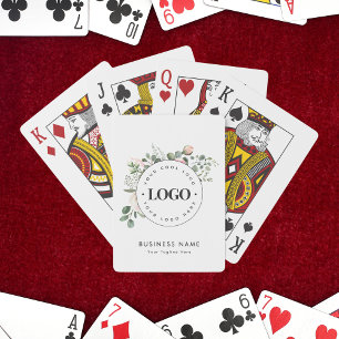 Custom Business Company Logo Floral Greenery Roses Playing Cards