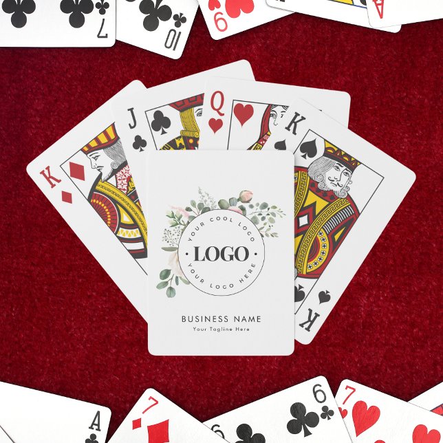 Custom Business Company Logo Floral Greenery Roses Playing Cards (Creator Uploaded)