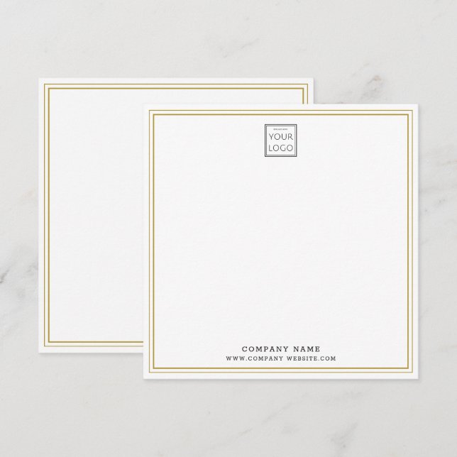 Custom Business Company Logo Gold Double Border Card (Front/Back)