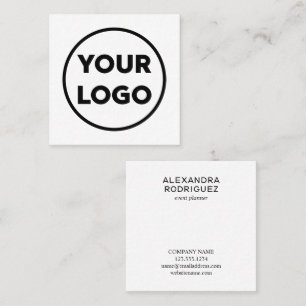 Custom Business Company Logo Long Name Minimal Square Business Card