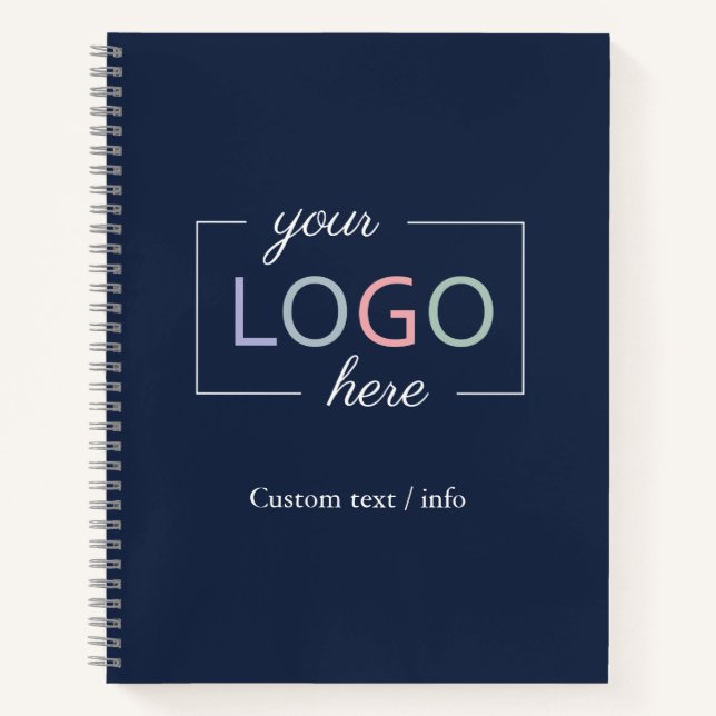 Custom Business Company Logo Navy Blue Notebook  (Front)