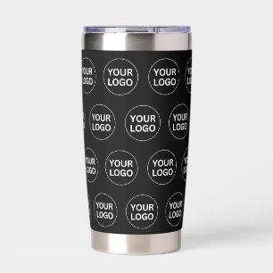 Custom Business Company Logo Pattern Black Insulated Tumbler
