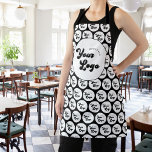 Custom Business Company Logo Pattern Black & White Apron<br><div class="desc">Promote your business with this cool apron,  featuring your custom logo pattern. Easily add your logo by clicking on the "personalise" option.</div>