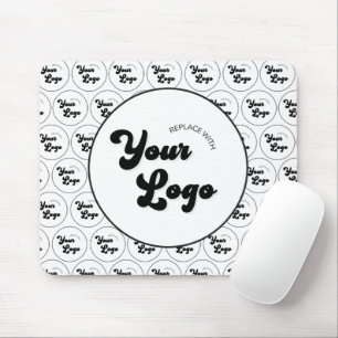 Custom Business Company Logo Pattern Black & White Mouse Pad