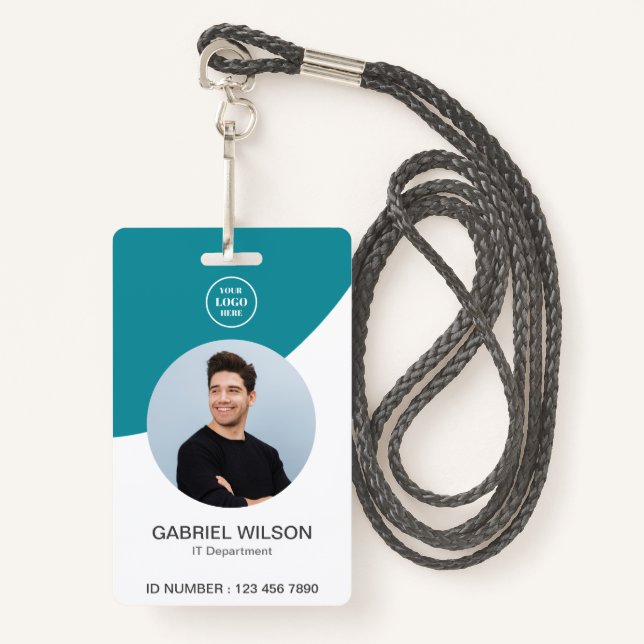 Custom Business Company Logo Photo Employee ID ID Badge (Front with Lanyard)