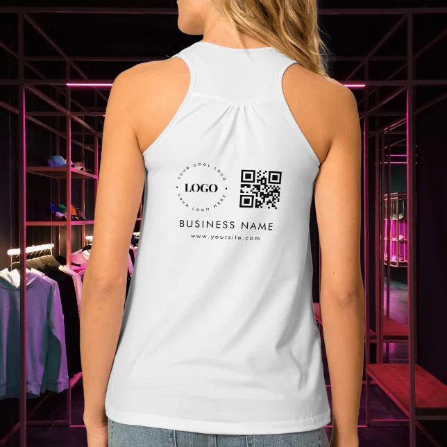 Custom Business Company Logo QR Code Scan & Text Singlet | Zazzle