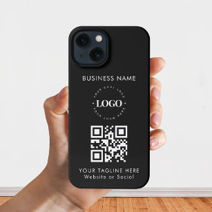 Custom Business Company Logo QR Code & Text Simple iPhone 13 Case