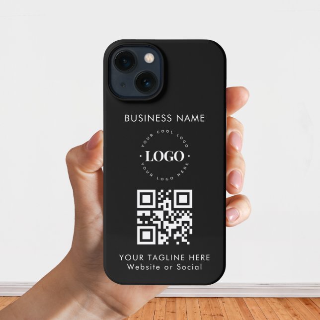 Custom Business Company Logo QR Code & Text Simple iPhone Case