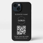 Custom Business Company Logo QR Code & Text Simple iPhone Case (Back)