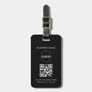 Custom Business Company Logo QR Code & Text Simple Luggage Tag