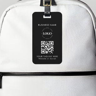 Custom Business Company Logo QR Code & Text Simple Luggage Tag
