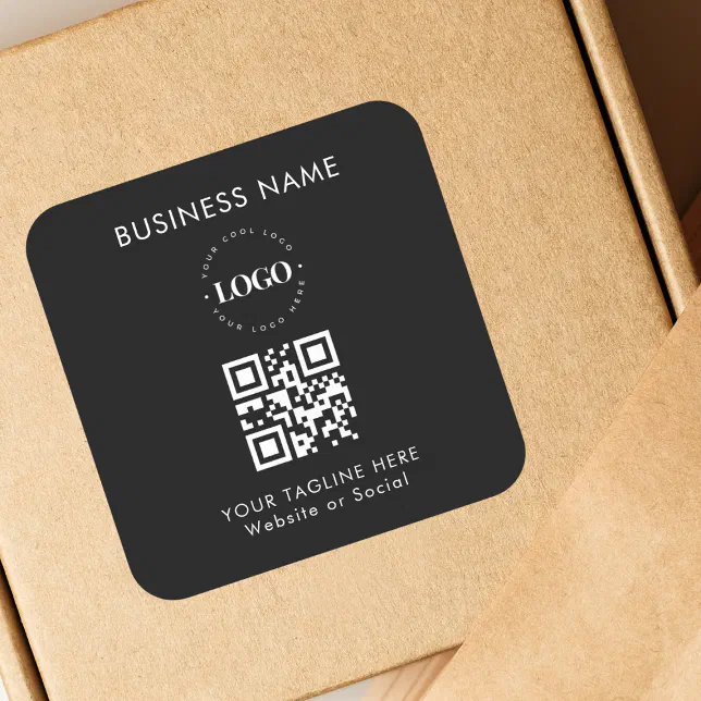 Custom Business Company Logo QR Code & Text Simple Square Sticker | Zazzle