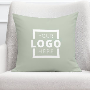 Custom Business Company Logo Sage Green Cushion