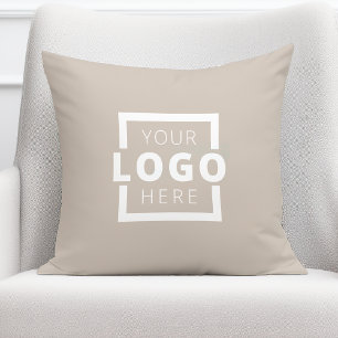 Custom Business Company Logo Taupe Cushion