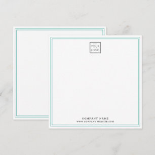 Custom Business Company Logo Teal Double Border Card
