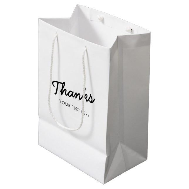 Custom Business Company Promotional Thanks Script Medium Gift Bag (Front Angled)