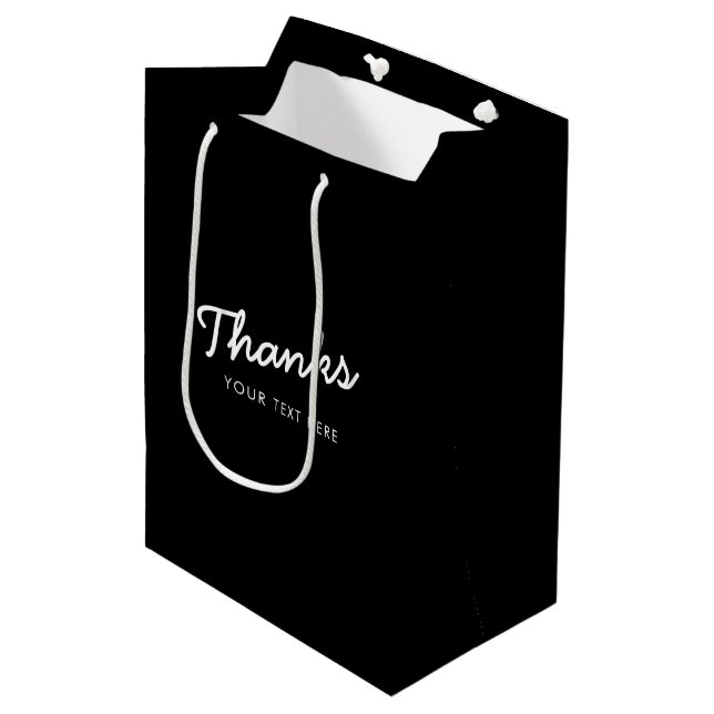 Custom Business Company Promotional Thanks Script Medium Gift Bag (Front Angled)