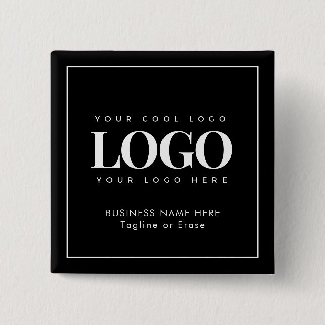 Custom Business Company Rectangle Logo Text Button (Front)