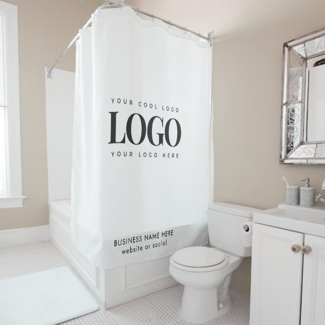 Custom Business Company Rectangle Logo Text  Shower Curtain (In Situ)
