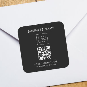 Custom Business Company Square Logo QR Code Text Square Sticker