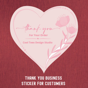 Custom Business Company Thank You   Heart Sticker
