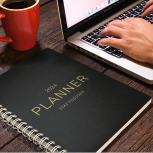 Custom Business Corporate Gold  & Black Quote 2024 Planner