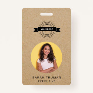 Custom Business Employee Card Rustic Craft  ID Badge