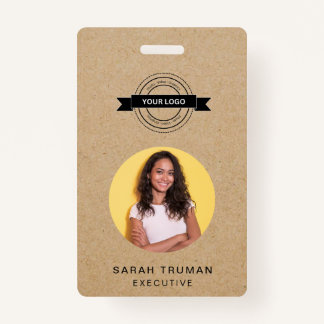 Custom Business Employee Card Rustic Craft  ID Badge
