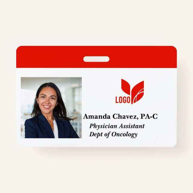 Custom Business Employee Photo Name ID Badge (Front)