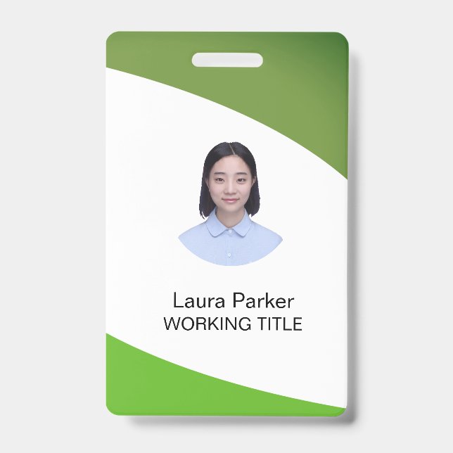 Custom Business Employee Photo Text Lime Green ID Badge (Front)