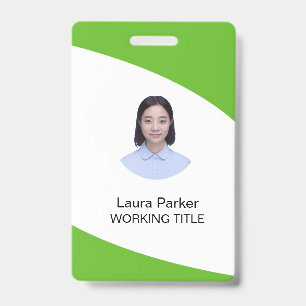 Custom Business Employee Photo Text Lime Green ID Badge