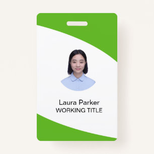 Custom Business Employee Photo Text Lime Green ID Badge
