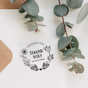 Custom Business Floral Thank You Rubber Stamp