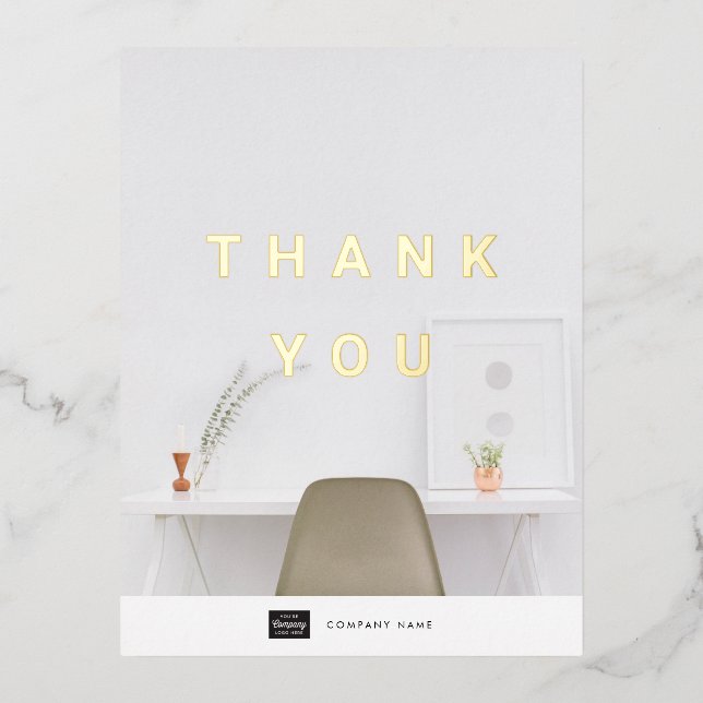 Custom Business Gold Foil Thank You Postcard (Front)