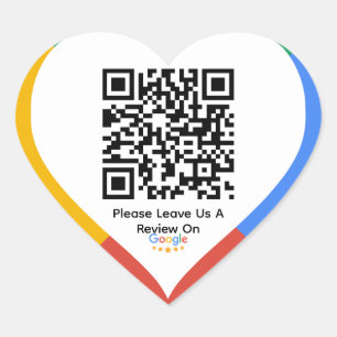 Custom Business Google Reviews QR Code Company Heart Sticker