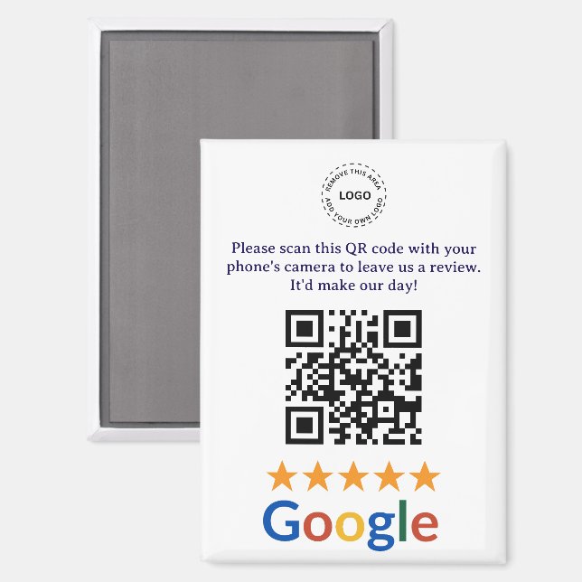 Custom Business Google Reviews QR Code Company Magnet (Front/Back)
