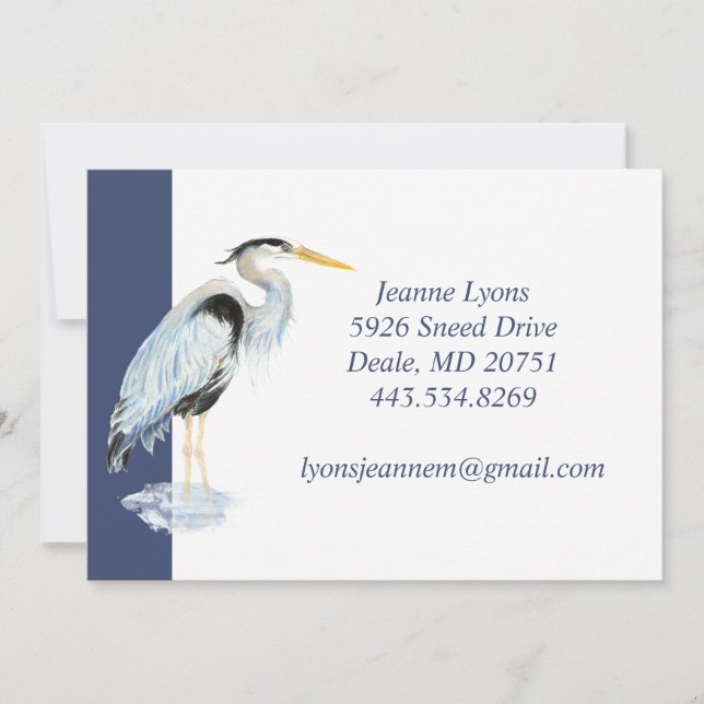 Custom Business Great Blue Heron Bird Business  Thank You Card (Front)