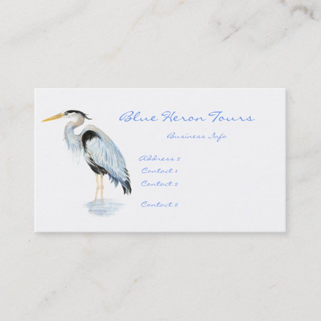 Custom Business Great Blue Heron Bird Card (Front)