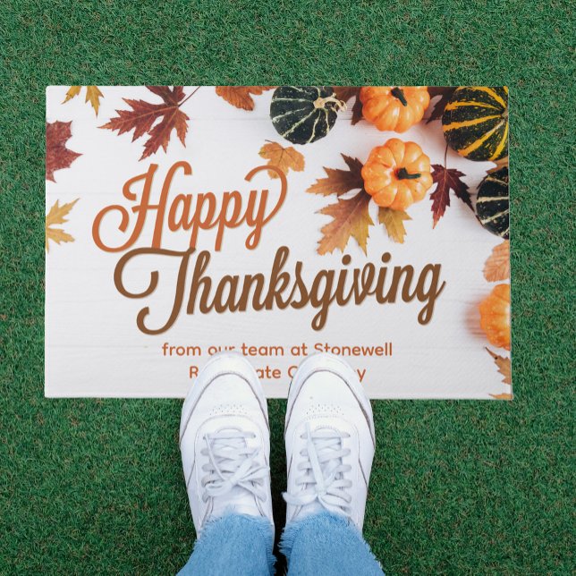 Custom Business Happy Thanksgiving Pumpkin Patch Doormat (Creator Uploaded)