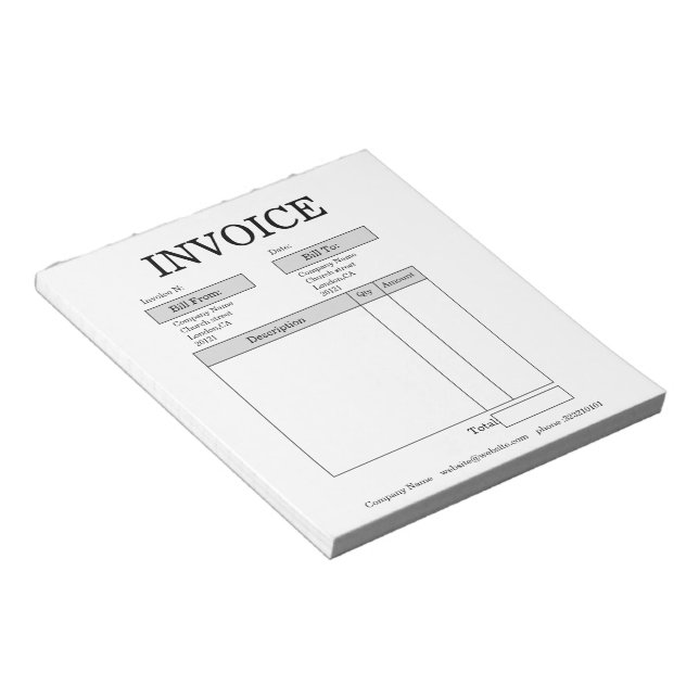 Custom Business Invoice Notepad (Angled)