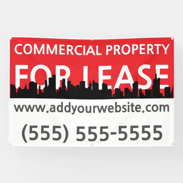 Custom Business Leasing Yard Sign Red (Horizontal)