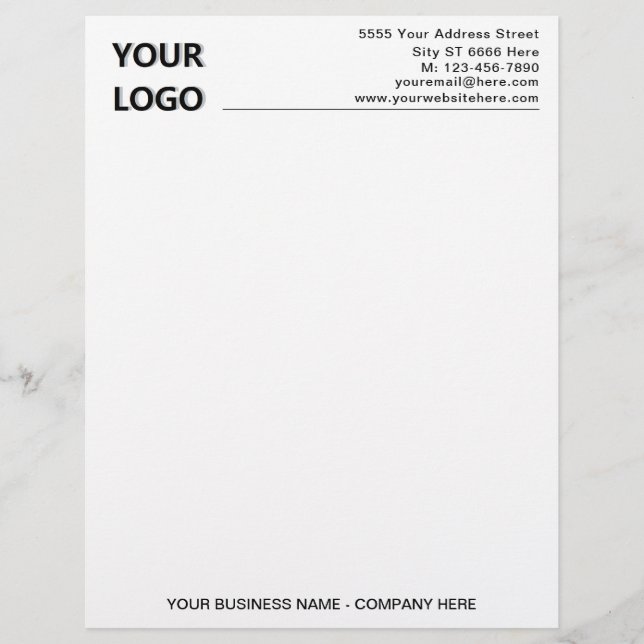 Custom Business Letterhead Example Personalised (Front)