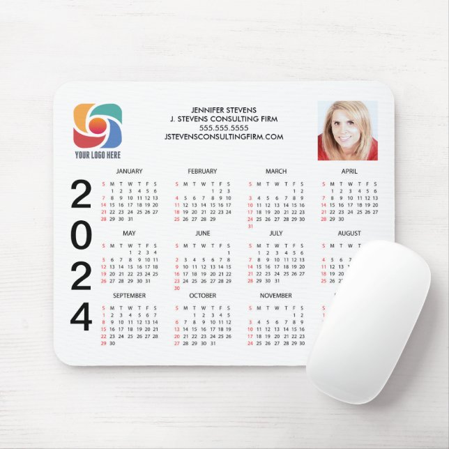 Custom Business Logo 2024 Company Calendar Magnet Mouse Pad (With Mouse)
