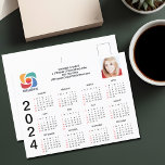 Custom Business Logo 2024 Company Calendar Postcard<br><div class="desc">This modern business calendar postcard is custom made with your professional company name under the the agent name. This minimalist black and white calendar features your logo on one side and personalised photo on the other. Contemporary marketing postcards for a corporation in 2024. The days of the week start with...</div>