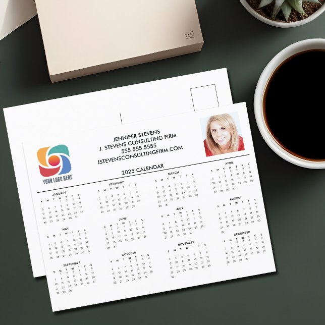 Custom Business Logo 2025 Company Calendar Postcard (Creator Uploaded)