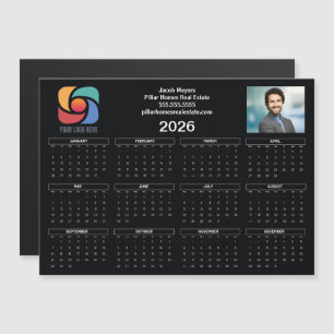 Custom Business Logo 2026 Calendar Black Magnet