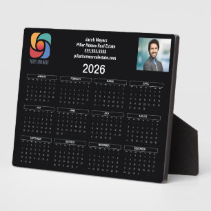 Custom Business Logo 2026 Calendar Black White Plaque