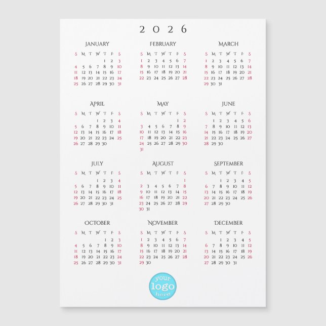 Custom Business Logo 2026 Calendar Holiday Cards (Front)