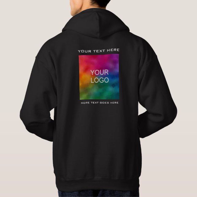 Custom Business Logo Add Text Employee Mens Modern Hoodie (Back)